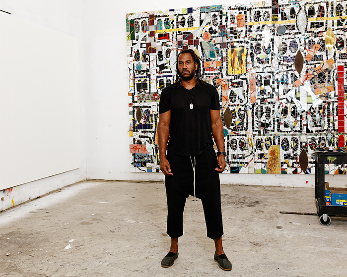 American artist Rashid Johnson in his studio for Hauser & Wirth. Bushwick,NY