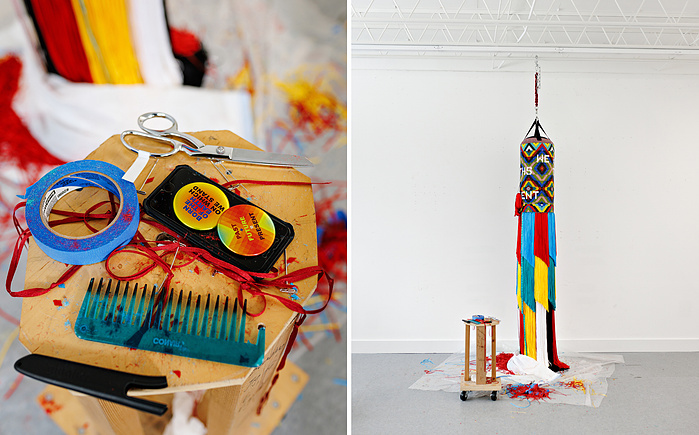 Native - American artist Jeffrey Gibson in his studio before the Venice Biennale for Galerie Magazine. Hudson,NY. 2024
