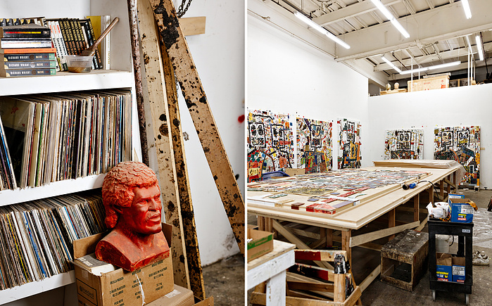 American artist Rashid Johnson in his studio for Hauser & Wirth. Bushwick,NY