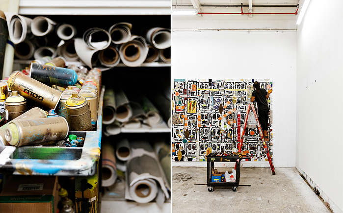 American artist Rashid Johnson in his studio for Hauser & Wirth. Bushwick,NY
