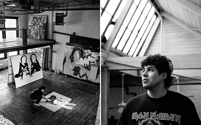 Painter Robert Nava and Jumani for Pace Gallery. Bushwick,NY. 2024