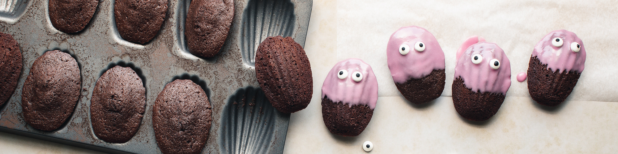 Elise Humphrey - food photographer - cherry icing halloween mummy chocolate madeleines