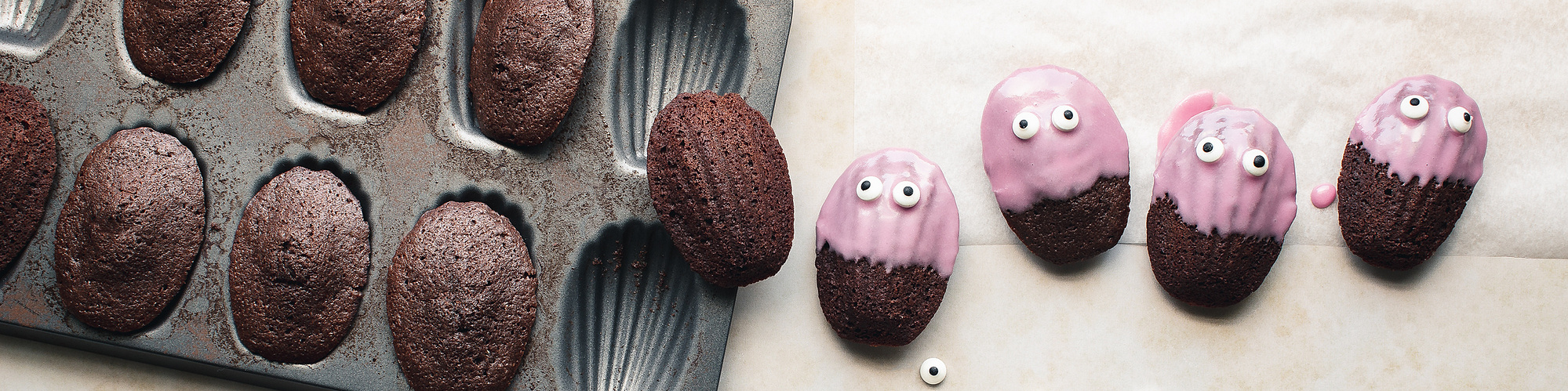 Elise Humphrey - food photographer - cherry icing halloween mummy chocolate madeleines