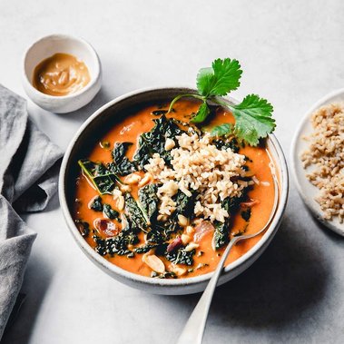 Elise Humphrey - food photographer - manilife peanut butter kale and tomato soup with rice