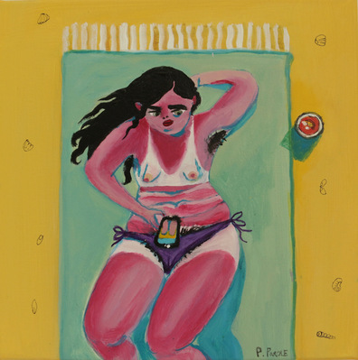 I am on vaca and my legs are sexy, 2019
Acrylic and ink on canvas
30cm x 30cm