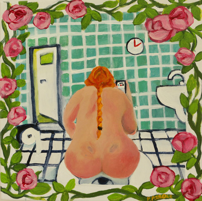 Sitting, swiping, 2019
Acrylic on canvas
30cm x 30cm