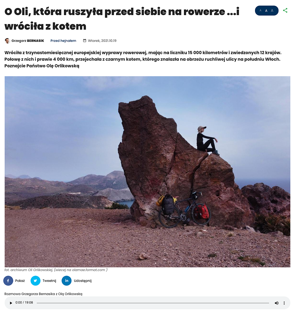 radio kraków interview ola orlikowska eurotrip bikeride kot mae