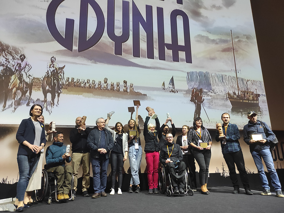 All of the award winners at Kolosy 2022. Gdynia. Ola Mae received two awards for her bike trip through Europe. 