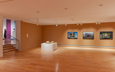 (L-R) 
Celestial Vessels, 2023
clay, digital photographs, decals

Ancestral Awakening, 2023
Gestures Across Time, 2023
Silent Echoes of Lunar Birth, 2023
composite of digital photographs