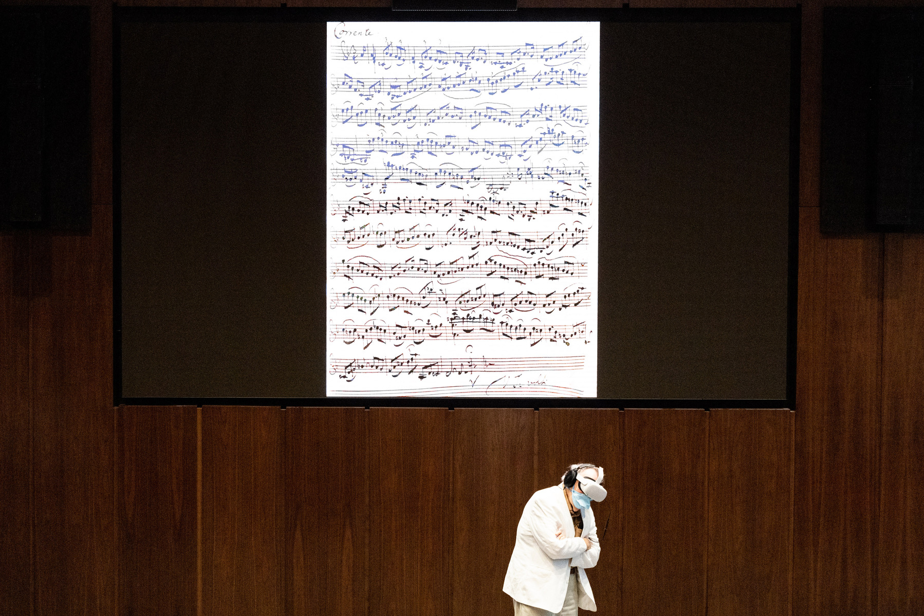 Bill Gray experiences chamber music by Mozart in a six dimensional audio and visual virtual reality at the Center of Developing Entrepreneurs in Charlottesville, Va., on Tuesday, Sept. 6, 2022.