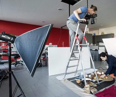 Commercial photographer Jean-Luc Grossmann working in his photo studio in Zurich, Switzerland.