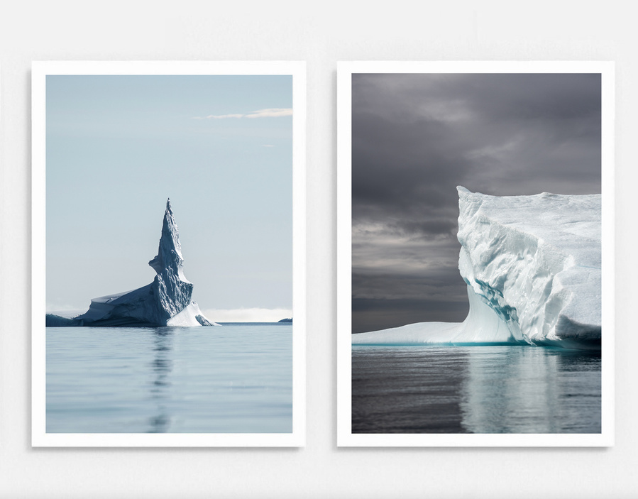 2 photography frames showing icebergs in Greenland.