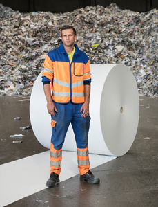 Full body portrait of worker in the factory.