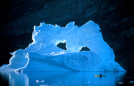 On our first expedition to Greenland with my brother, this stunning iceberg was stuck in the channel right in front of our campsite.