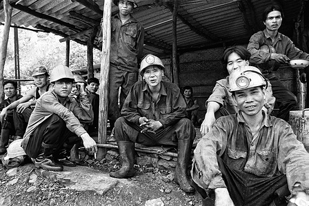 Coal mine workers photographed in Cat Ba, Vietnam.