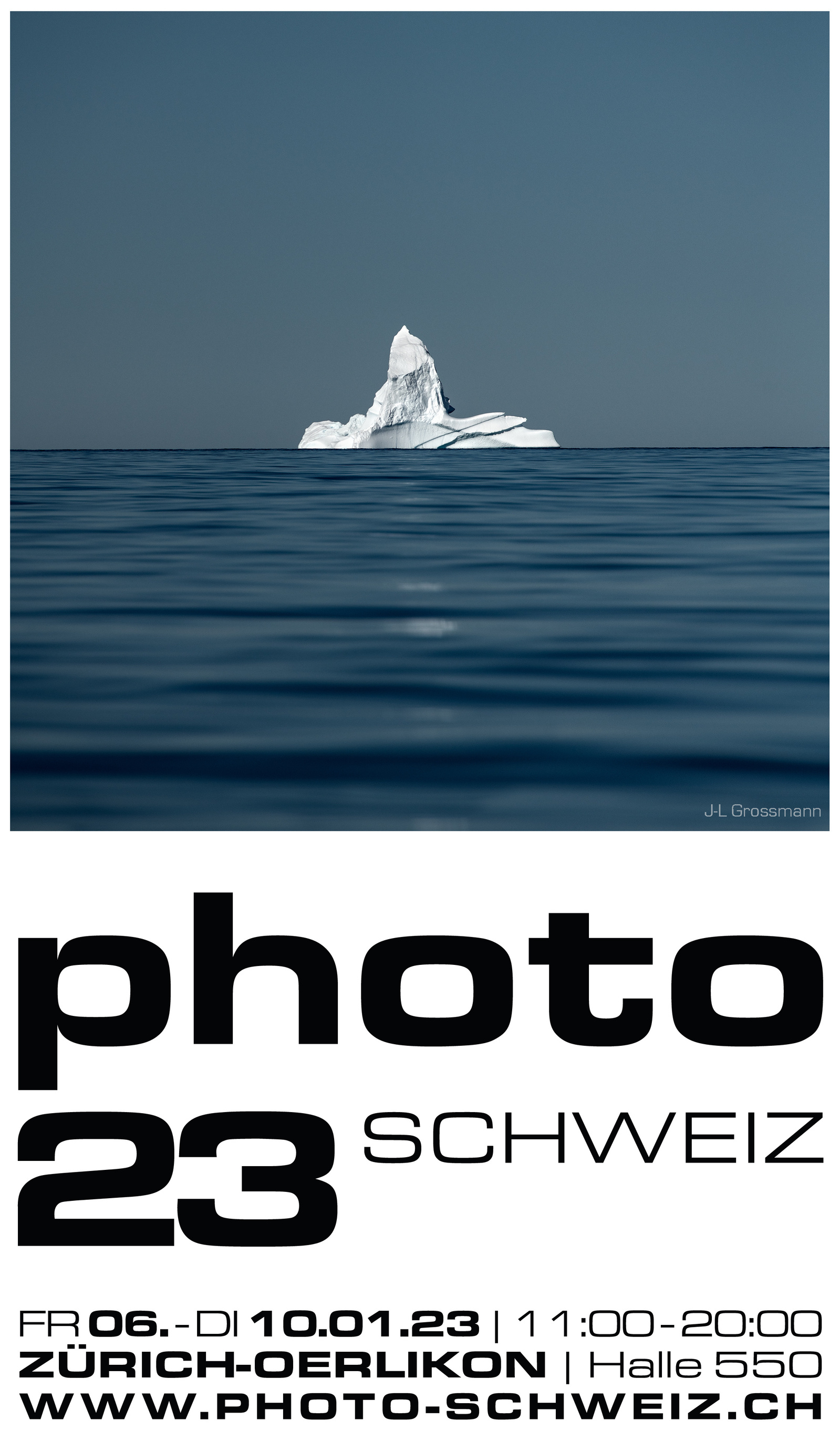 flyer of photography exhibition in Zurich, Switzerland with Swiss photographer Jean-Luc Grossmann, based in Zurich.