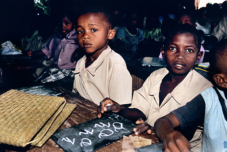Pupils in classroom in the small village of Vinanivao, Madagascar.