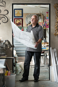 Editorial portrait of the painter Arthur Hautschi, photographed by Jean-Luc Grossmann, portrait photographer from Zurich, Switzerland.