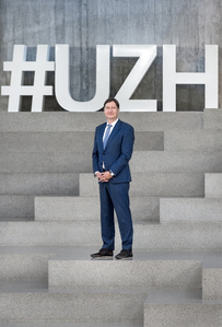 Editorial photograph at the USZ building in Zurich, Switzerland.