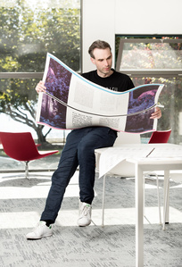 Editorial portrait of Ian Party, co-founder of Swiss Typefaces photographed by Jean-Luc Grossmann, portrait photographer in Zurich, Switzerland.