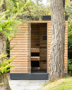 Outdoor sauna in garden