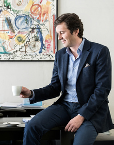 Bruno Vogelsang during a coffe break in his office in Zurich.