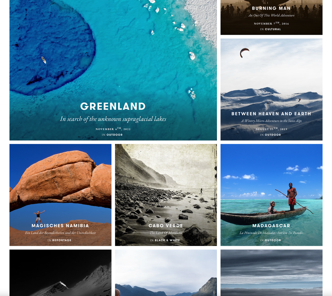 Photo mosaic with adventure and outdoor photography.