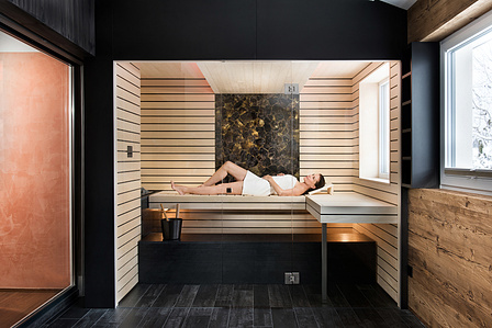 Interior photography with models for Küng Sauna + SPA photographed by Jean-Luc Grossmann, interior photographer based in Zurich, Switzerland.