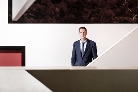 On site portrait of Eric Ruffet, administrative director at SIR photographed by Jean-Luc Grossmann, portrait and editorial photographer in Zurich, Switzerland.