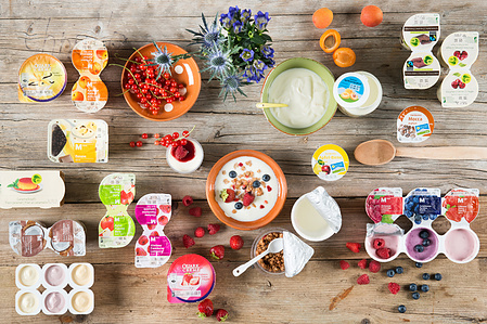 Product photography for Migros – milk products.