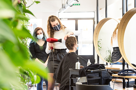Hairdresser at work.