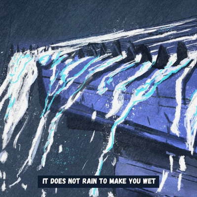 Illustration of a roof with water draining down.
