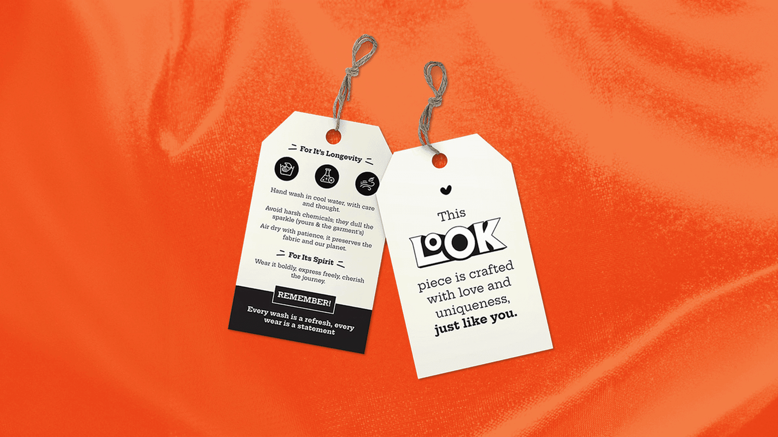 GIF of mockups of branding including packaging, labels and visiting cards for the brand 'LOOK'