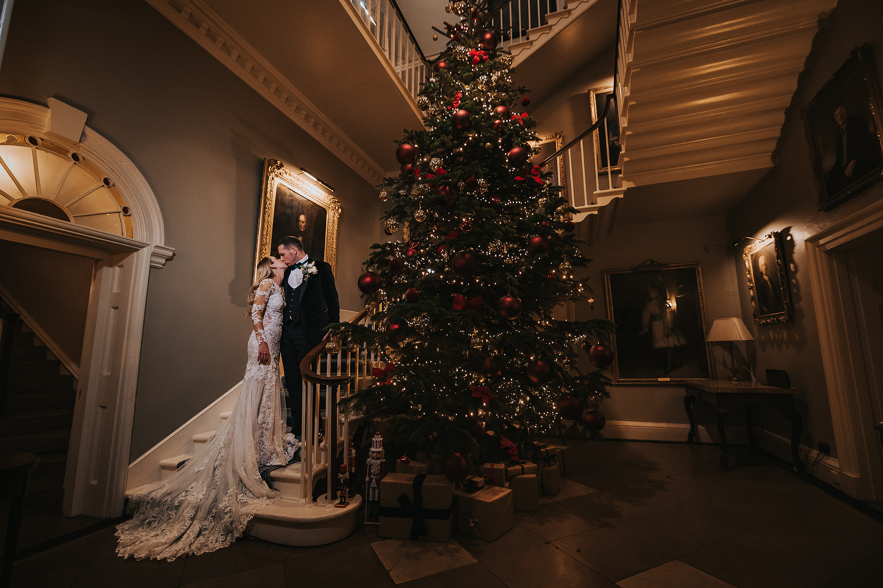 Bride and Groom-Christmas-Wedding Day-Norwood Park-Nottinghamshire- Bride and Groom