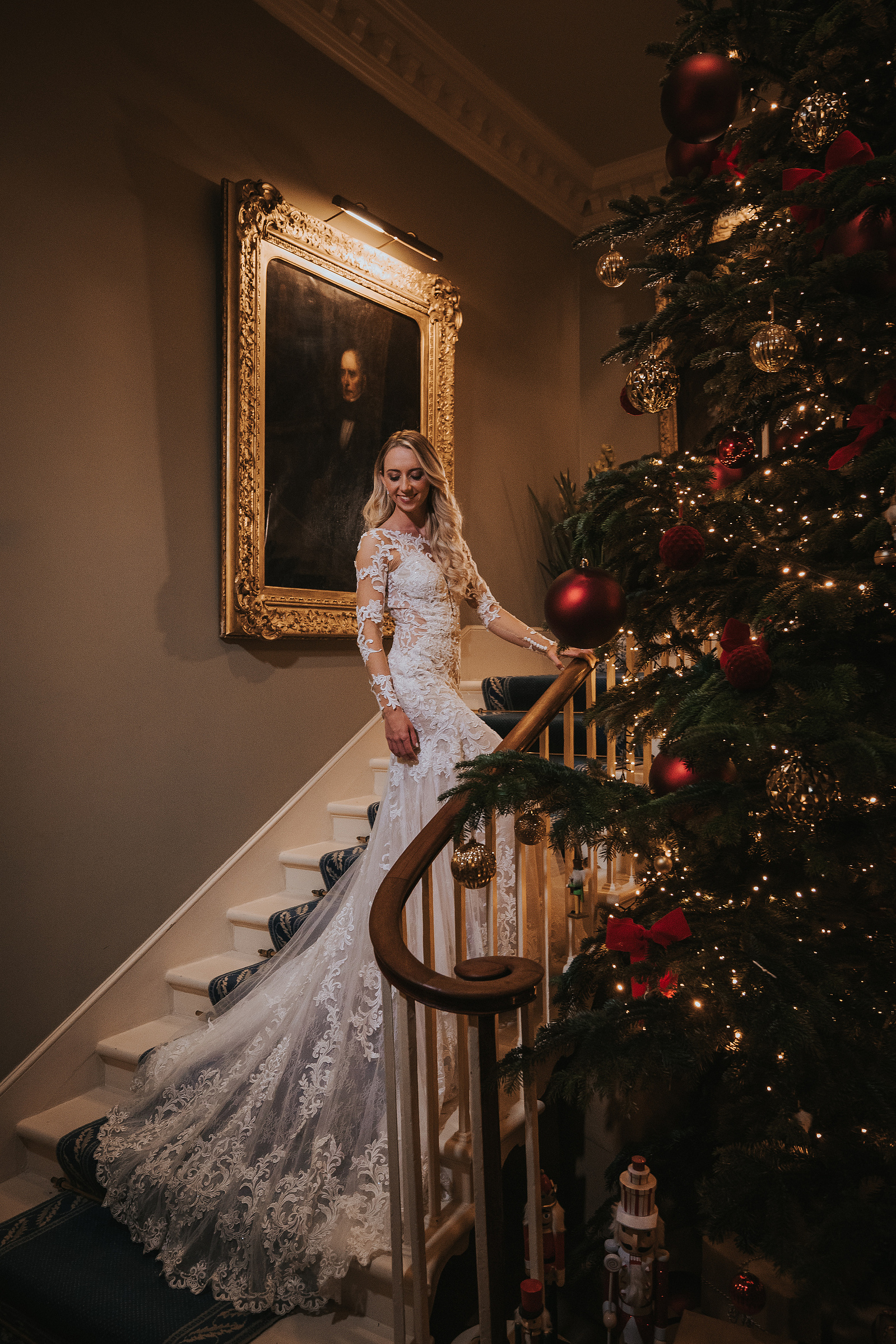 Bride and Groom-Christmas-Wedding Day-Norwood Park-Nottinghamshire- Bride and Groom