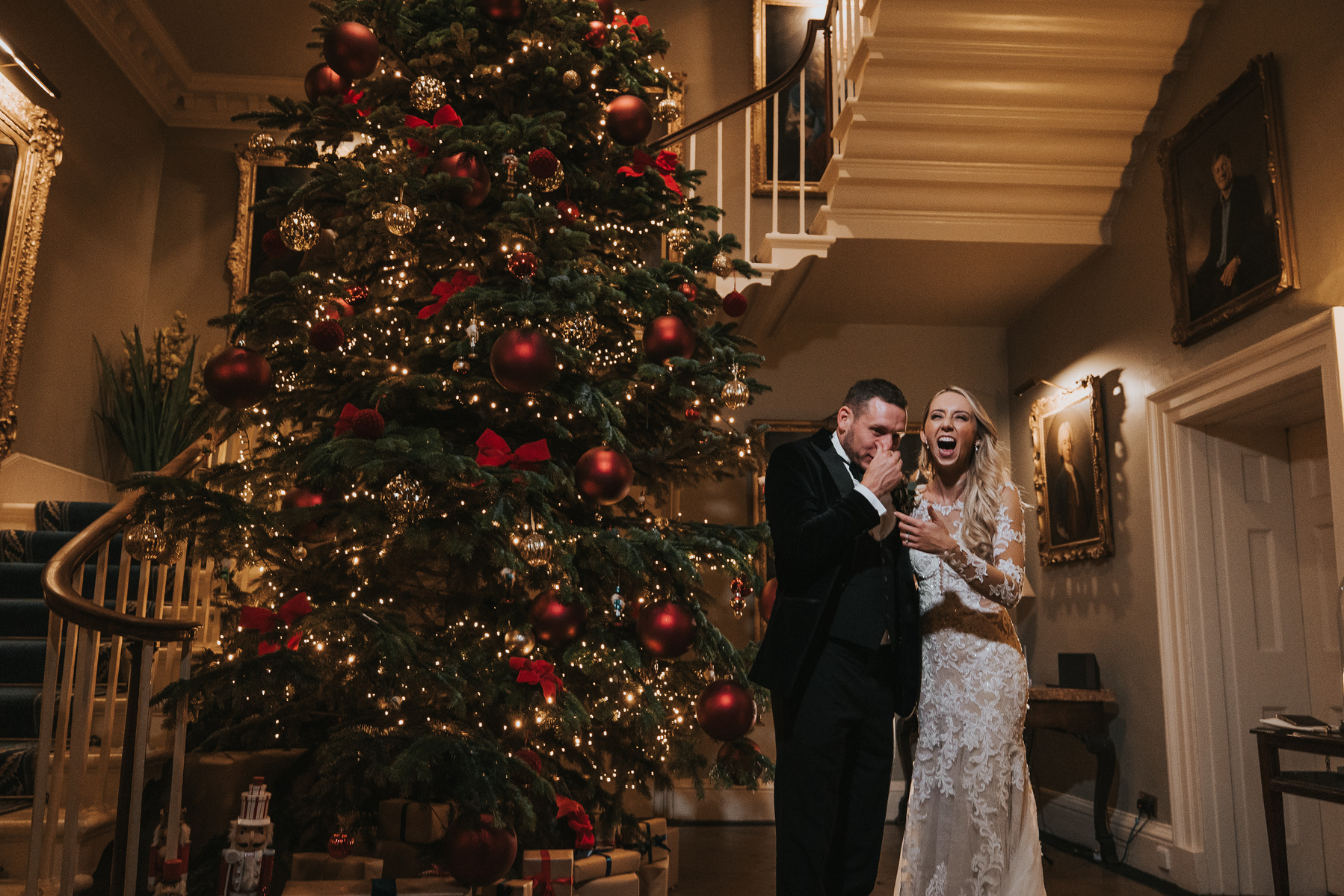 Bride and Groom-Christmas-Wedding Day-Norwood Park-Nottinghamshire- Bride and Groom