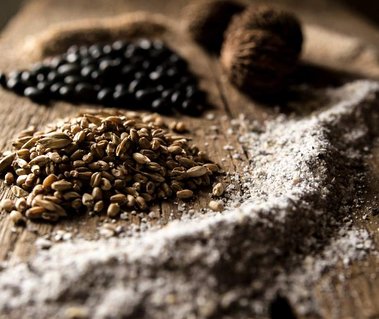grains, corn, beans, wheat flour, nuts, cornmeal