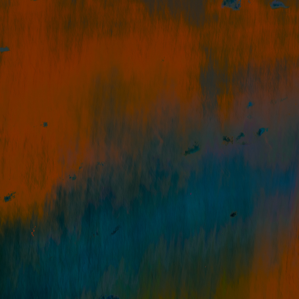 Abstract art of orange and cyan colour areas.
