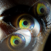 3 eyes overlayed on top of each other.