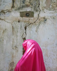 MAIDUGURI, NGA - April 11, 2024: Portrait of Saratu Dauda; 26, in Maiduguri. Saratu was abducted at age 16 on April 14, 2014, by Boko Haram, then married off to one of the terrorists. This was because she was given the option to either marry or be a slave