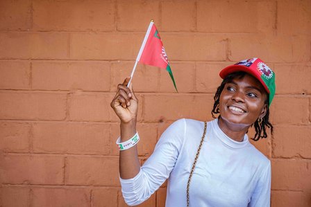LAGOS, NGA - FEBRUARY 11, 2023: Portrait of Cynthia Unamka, 27; a supporter of Peter Obi; Labour Party presidential candidate on February 11, 2023 in Tafawa Balewa Square, Lagos, Nigeria. CREDIT: Taiwo Aina for The New York Times