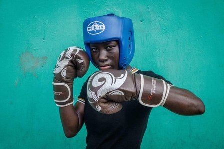 Female boxer in Lagos Nigeria, from Game of confidence by Taiwo Aina 