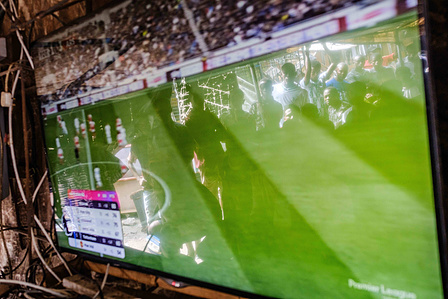 LAGOS, NGA - April 28, 2024: Atmosphere at viewing center in Festac as fans watch Premier league - Arsenal vs Totteham match. Arsenal won the game as final score was 2 -3 to Totteham. CREDIT: Taiwo Aina for New York Times.
