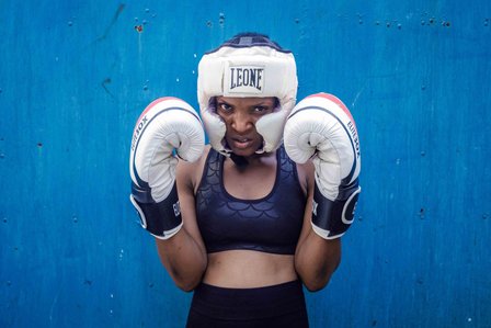 Female boxer in Lagos Nigeria, from Game of confidence by Taiwo Aina 