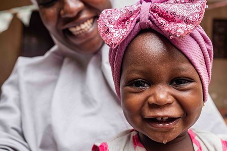 SOKOTO, NGA - July 3, 2023: Portrait of Nana Firdausi Umar in her home at Jiddawa community of Rumbukawa, Sokoto North LGA, Nigeria. Nana Firdausi is a 10 month old baby, she started her nutrition treatment when she was 8 months old. With visible physical