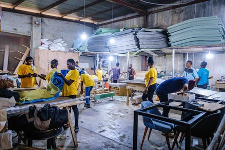 LAGOS, NG - January 31, 2023: Ongoing training and production at Jaybee Furniture on January 31, 2023 in Lagos state, Nigeria. CREDIT: Taiwo Aina for Oxfam Novib