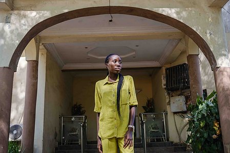 ABUJA, NGA - DECEMBER 5, 2023: Portrait of Nkem Azinge, 34, who lives with sickle cell disease in Abuja (as do 2 of her 3 siblings), and who had been saving up for the treatment in India but is now thinking about trying elsewhere, Wuse,Abuja, Nigeria. CRE