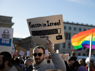 16.03.2023 Protest against Prime Minister Benjamin Netanyahu and the new governmental reforms. Berlin, Germany.