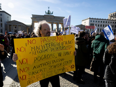 16.03.2023 Protest against Prime Minister Benjamin Netanyahu and the new governmental reforms. Berlin, Germany.