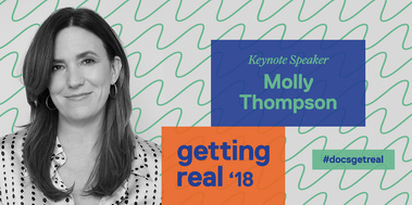 Getting Real '18 Documentary Conference social media marketing graphic design by Susan Q Yin feat. Keynote speaker Molly Thompson of A&E